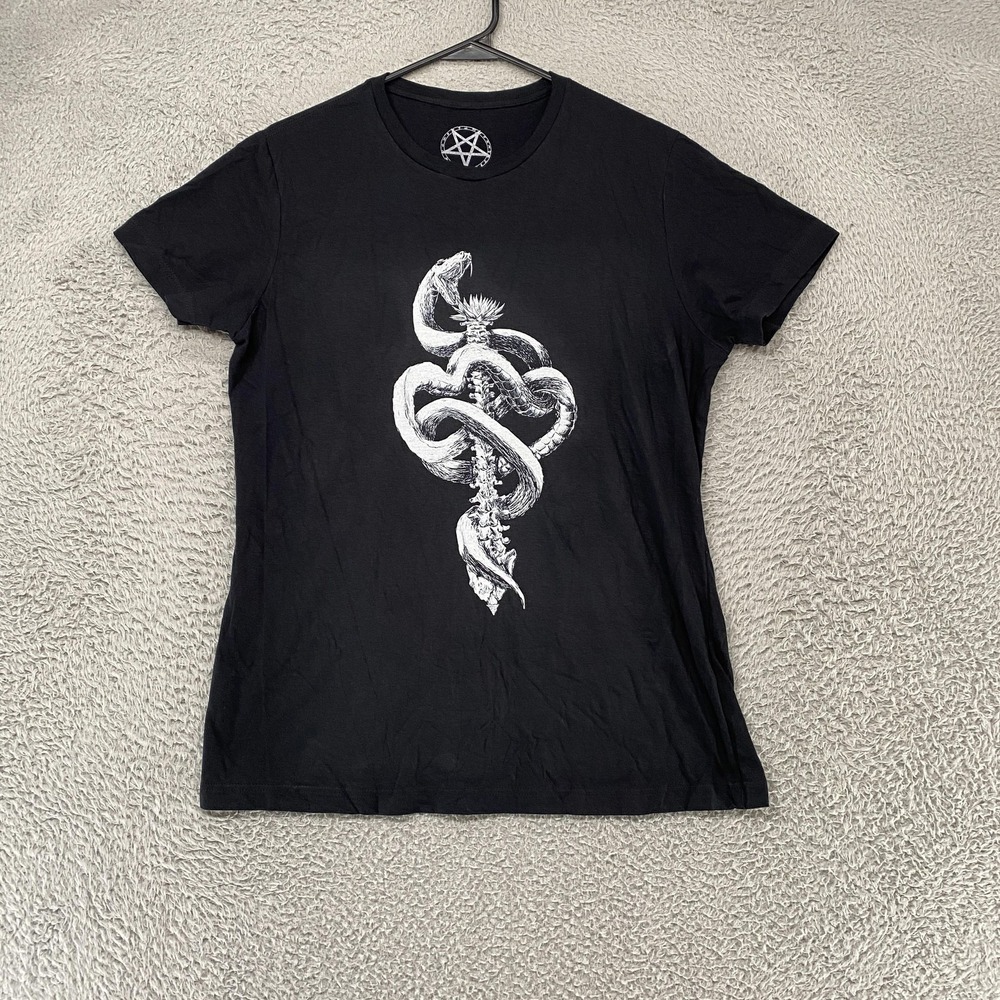Forbidden Alchemy Shirt Mens XL Black Snake Spine Graphic Occult Goth Tee Alt